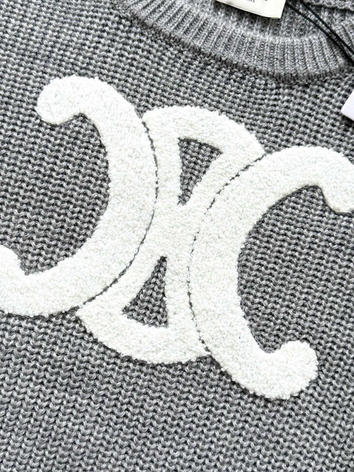 NIGO Celine Women's Spring/autumn Fashion Casual Solid Color Loose Logo Knitted Sweater With Round Neck Pullover Sweater #nigo78331