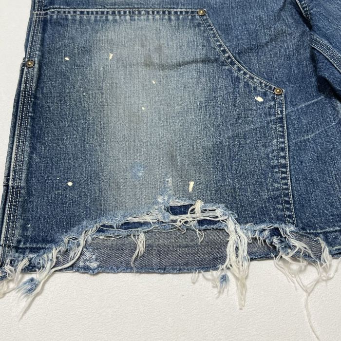 NIGO Saint Michael Men's And Women's Summer Distressed Vintage Loose-Fit Denim Shorts Solid Color Straight Leg Splash Print Hem Ripped Shorts Ngvp #nigo2275