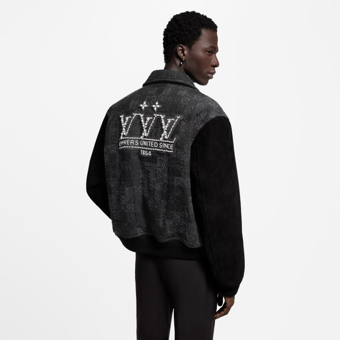 NIGO Louis Vuitton Men's Spring/Autumn Mixed Leather Jacket Checkered Solid Color Baseball Collar Long Sleeve Waistcoat Jacket #nigo81478