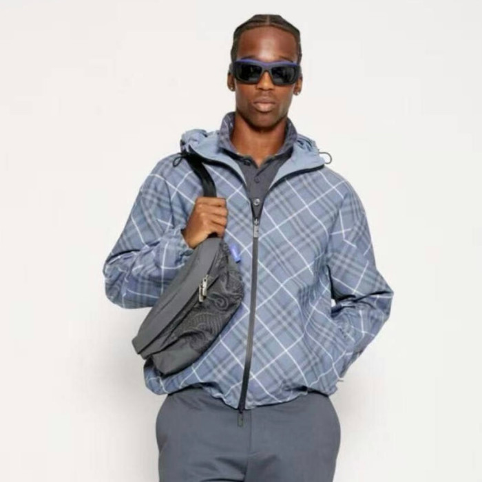 NIGO Burberry Men's Spring/Summer Casual Reversible Checkered Long-sleeved Hooded Drawstring Zipper Jacket #nigo78314