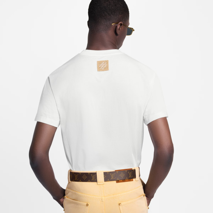 NIGO Louis Vuitton Men's Summer Logo Embroidered Solid Color Straight Leg Crew Neck Short Sleeve T-Shirt #nigo81483