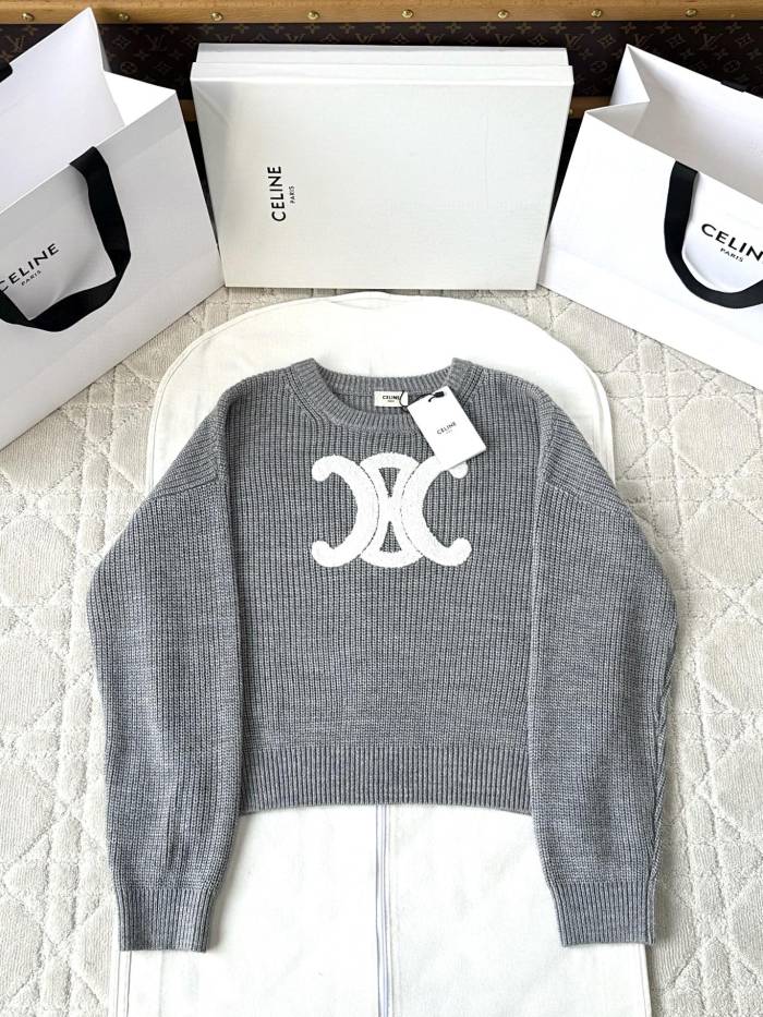 NIGO Celine Women's Spring/autumn Fashion Casual Solid Color Loose Logo Knitted Sweater With Round Neck Pullover Sweater #nigo78331