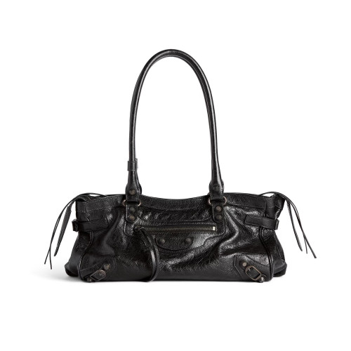 NIGO Balenciaga Women's Le City Bag East-West Motorcycle Bag Solid Color Leather Shoulder Bag Handbag Bags 8457042ABEK1000 #nigo81473