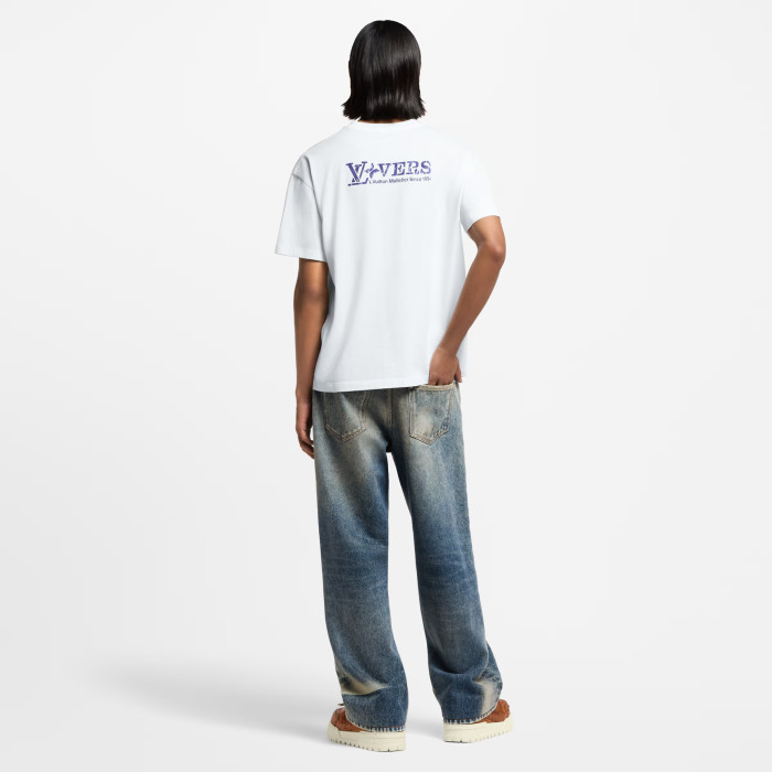 NIGO Louis Vuitton Men's Summer High Street Rhinestone Printed Solid Color Round Neck Cotton Straight Short Sleeve T-Shirt #nigo81481