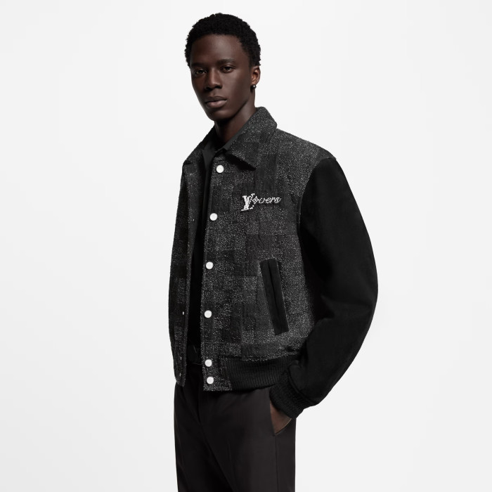 NIGO Louis Vuitton Men's Spring/Autumn Mixed Leather Jacket Checkered Solid Color Baseball Collar Long Sleeve Waistcoat Jacket #nigo81478