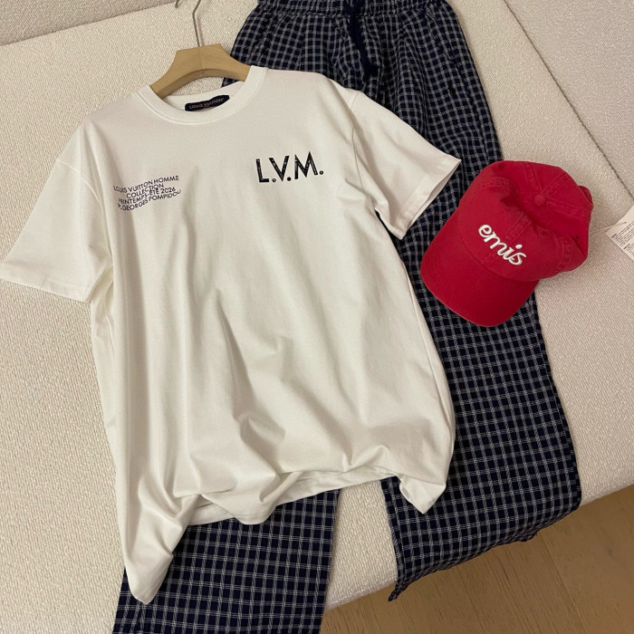 NIGO Louis Vuitton Men's Summer Solid Color Fashion Casual Round Neck Letter Print Short Sleeve T-Shirt #nigo78315
