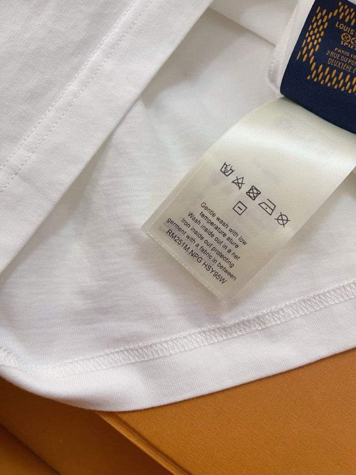 NIGO Louis Vuitton Men's Summer High Street Rhinestone Printed Solid Color Round Neck Cotton Straight Short Sleeve T-Shirt #nigo81481