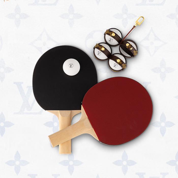 NIGO Louis Vuitton Men's And Women's Solid Color Vintage Portable Zippered Table Tennis Racket Bag Set Includes One Racket Cover, One Ball Cover, One Pair Of Solid Wood Rackets, Four Table Tennis Balls, And A Gift Box Accessories #nigo81486