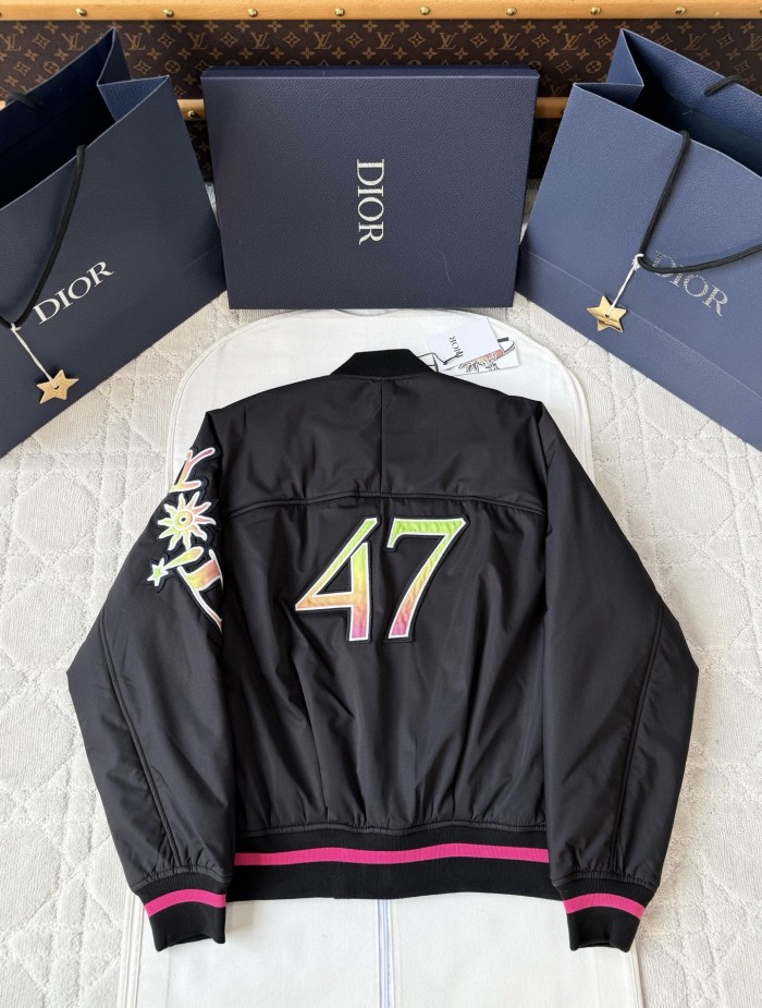 NIGO Dior And Lewis Hamilton Men's Spring/Autumn Fashion Casual Ribbed Collar Two Way Zipper Side Pocket Long Sleeve Pilot Baseball Jacket Short Jacket #nigo78334
