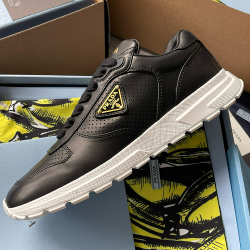 NIGO Prada Men's And Women's Spring/Summer Fashion Casual Round Toe Lace Up Enamel Triangle Metal Logo Leather Low Top Casual Sneakers  Shoes #nigo78337