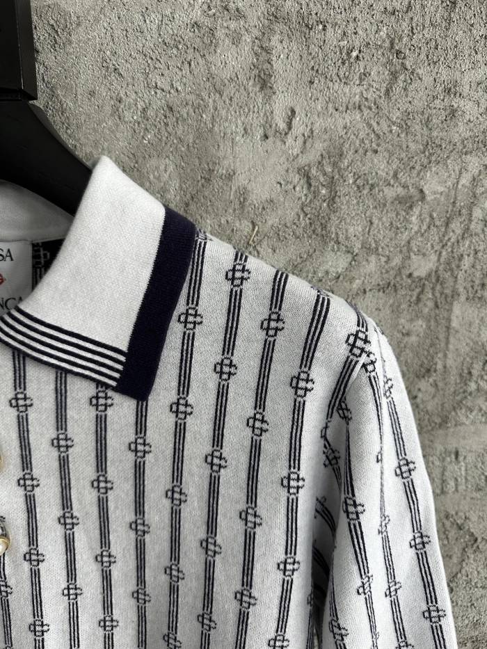 NIGO Casablanca Men's And Women's Summer Fashion Casual Collared Letter Combination Striped Knitted Polo Shirt Short Sleeved T-Shirt #nigo78332