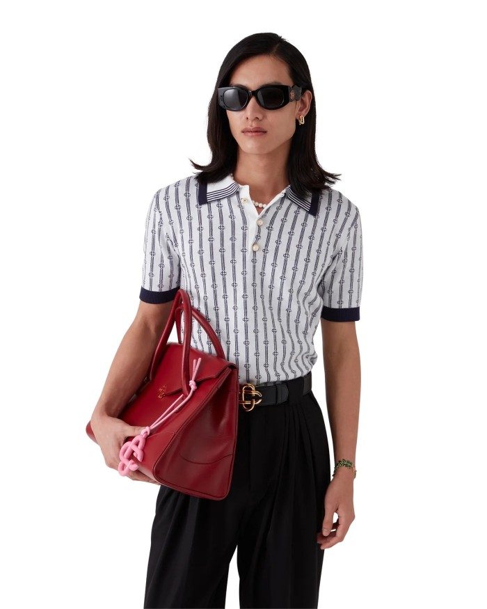 NIGO Casablanca Men's And Women's Summer Fashion Casual Collared Letter Combination Striped Knitted Polo Shirt Short Sleeved T-Shirt #nigo78332