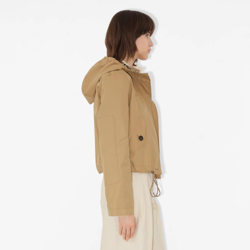 NIGO Burberry Women's Spring/Summer Casual Fashion Solid Color Hooded Zipper Checkered Cotton Fabric Waist Cinching Design Short Jacket #nigo78341