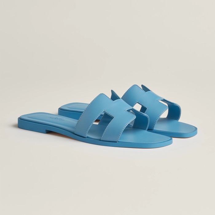 NIGO Hermes Oran Sandal Women's Summer Fashion Casual Solid Color Leather Slip On Sandals  Mid Heel And Flat Shoes #nigo78338