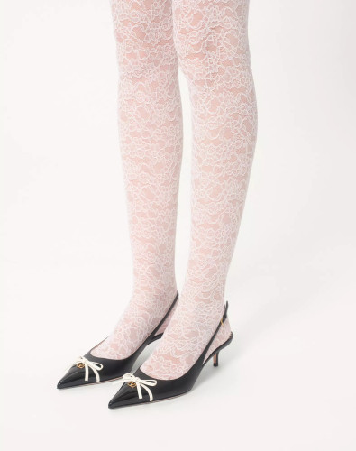 NIGO Valentino Bepointy Slingback Pump In Patent Leather And Kidskin Bow V-mark Shoes Fashionable Elegant Exquisite Luxurious Small High Heels 4cm 8cm Ngvp #nigo2246