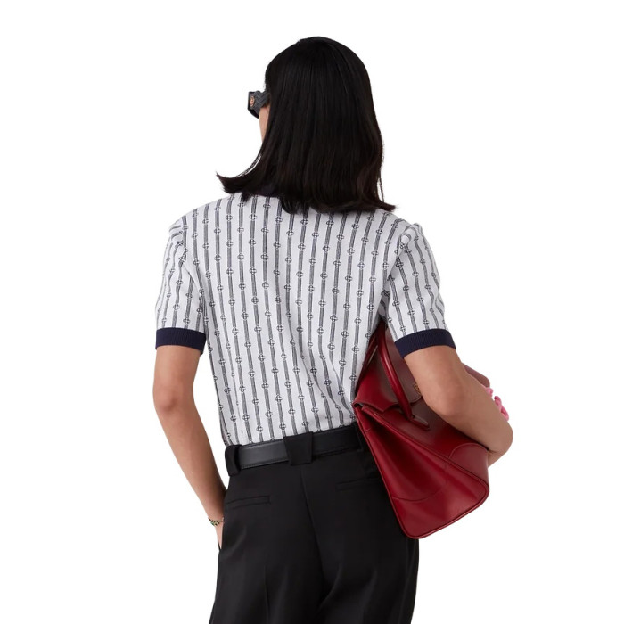 NIGO Casablanca Men's And Women's Summer Fashion Casual Collared Letter Combination Striped Knitted Polo Shirt Short Sleeved T-Shirt #nigo78332