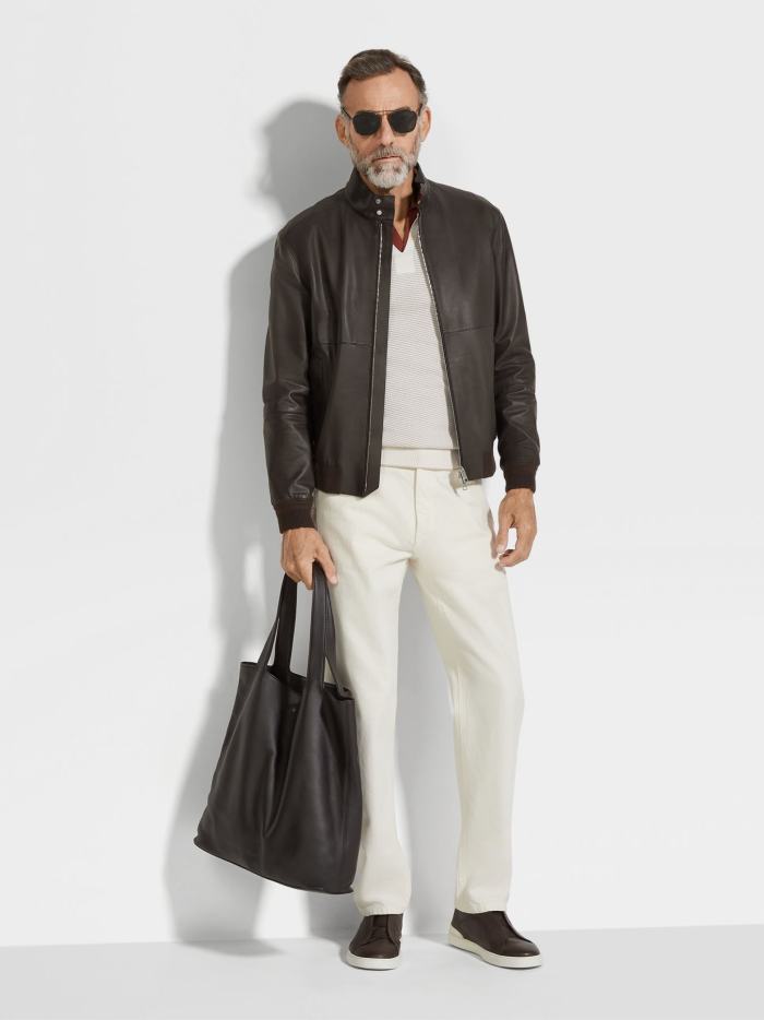 NIGO Ermenegildo Zegna Men's Fall And Winter Flight Jacket Leather Jacket Fashion Temperament Zipper Premium Design Jacket Ngvp #nigo2249