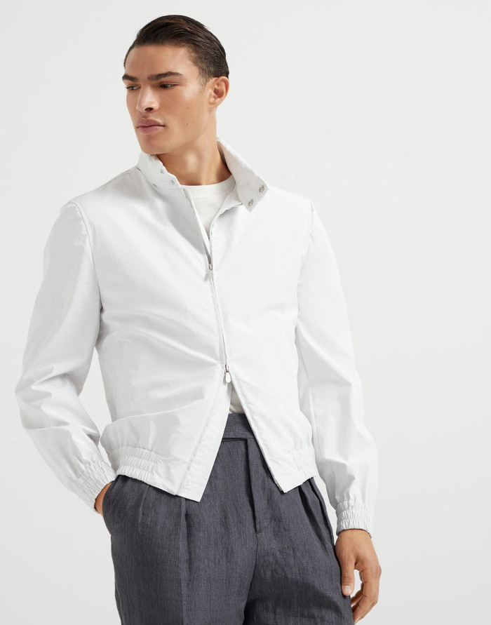 NIGO Brunello Cucinelli Men's Spring/Autumn Water-Resistant Bonded Cotton Unlined Outerwear Jacket Solid Color Zipper High Neck Tie With Packable Hood Ngvp #nigo2287