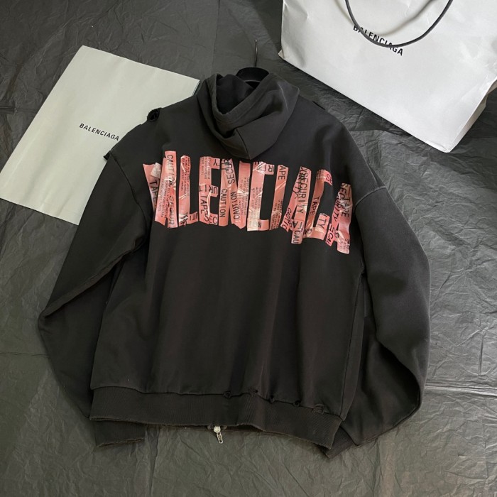 NIGO Balenciaga Men's Spring and Autumn Solid Color Alphabet Tape Print Hooded Zipper Long Sleeve Jacket #nigo76579