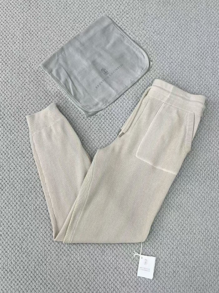 NIGO Brunello Cucinelli Men's Spring/autumn Fashion Casual Solid Color Logo Zipper Hoodie Ribbed Cotton Knit Pants Zipper Cuffs Suit Set #nigo78353