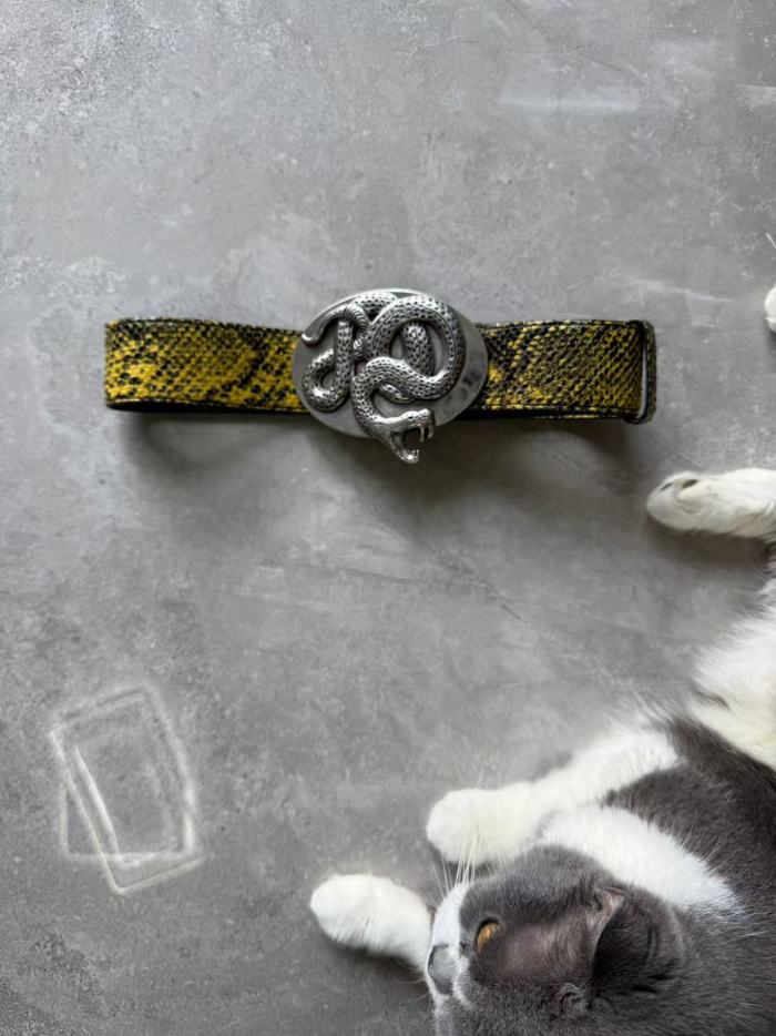 NIGO Luudan Metal Hormone Twisted Viper Cowhide Embossed Python Belt Hundreds Of Men's Fashion Trend Belt Ngvp #nigo2254