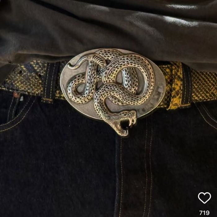 NIGO Luudan Metal Hormone Twisted Viper Cowhide Embossed Python Belt Hundreds Of Men's Fashion Trend Belt Ngvp #nigo2254