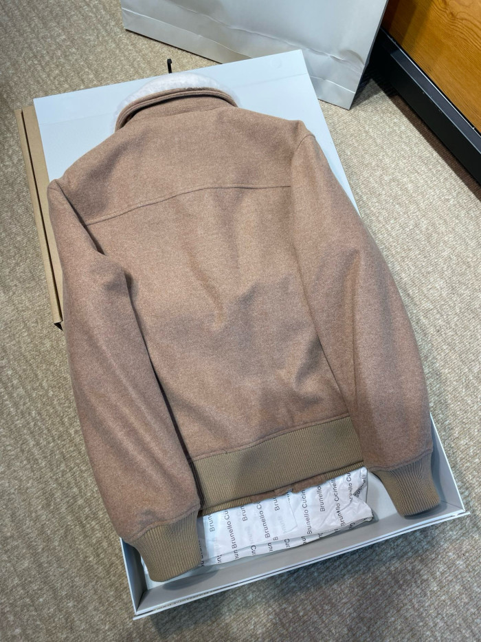 NIGO Brunello Cucinelli Men's Spring/Autumn Double-Chain Head Zipper Solid Color Detachable Collar Long Sleeve Pilot Jacket Ngvp #nigo2291