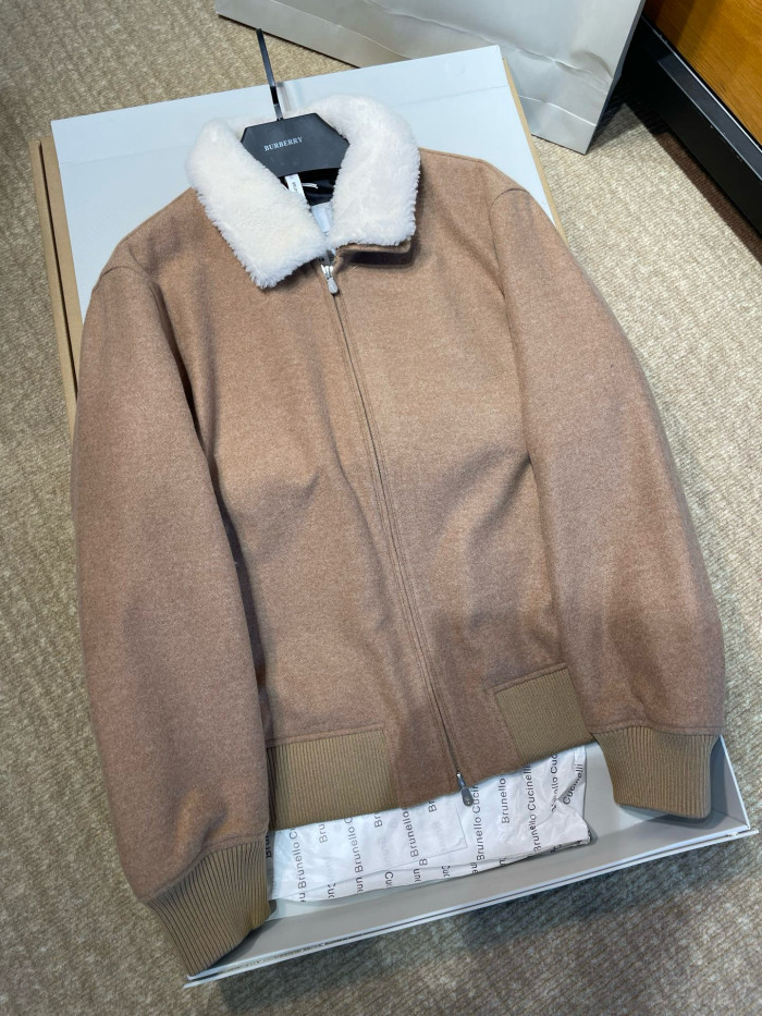 NIGO Brunello Cucinelli Men's Spring/Autumn Double-Chain Head Zipper Solid Color Detachable Collar Long Sleeve Pilot Jacket Ngvp #nigo2291