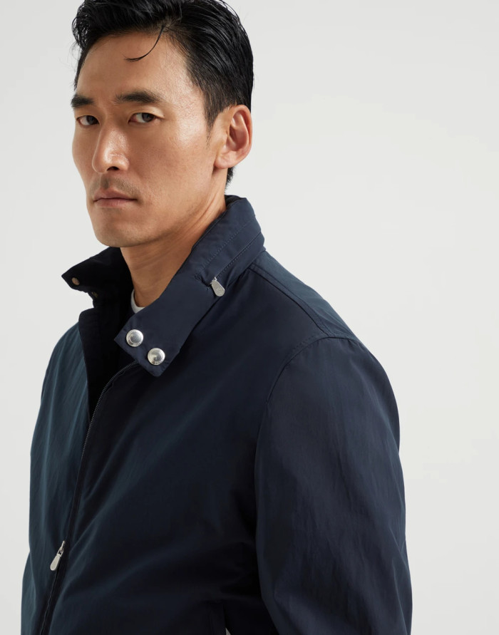 NIGO Brunello Cucinelli Men's Spring/Autumn Water-Resistant Bonded Cotton Unlined Outerwear Jacket Solid Color Zipper High Neck Tie With Packable Hood Ngvp #nigo2287