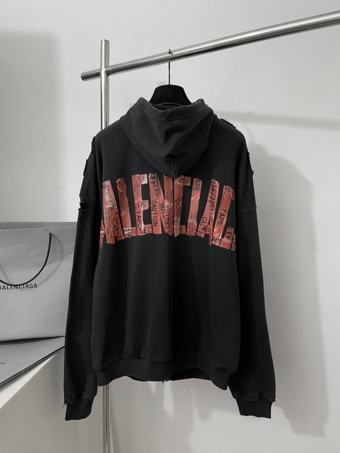 NIGO Balenciaga Men's Spring and Autumn Solid Color Alphabet Tape Print Hooded Zipper Long Sleeve Jacket #nigo76579