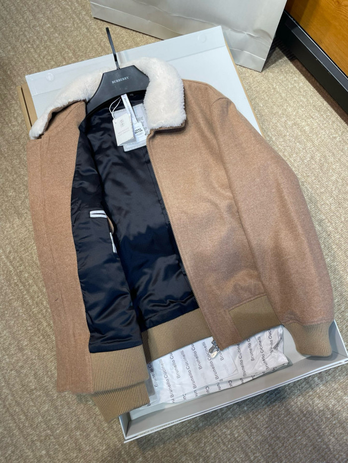 NIGO Brunello Cucinelli Men's Spring/Autumn Double-Chain Head Zipper Solid Color Detachable Collar Long Sleeve Pilot Jacket Ngvp #nigo2291