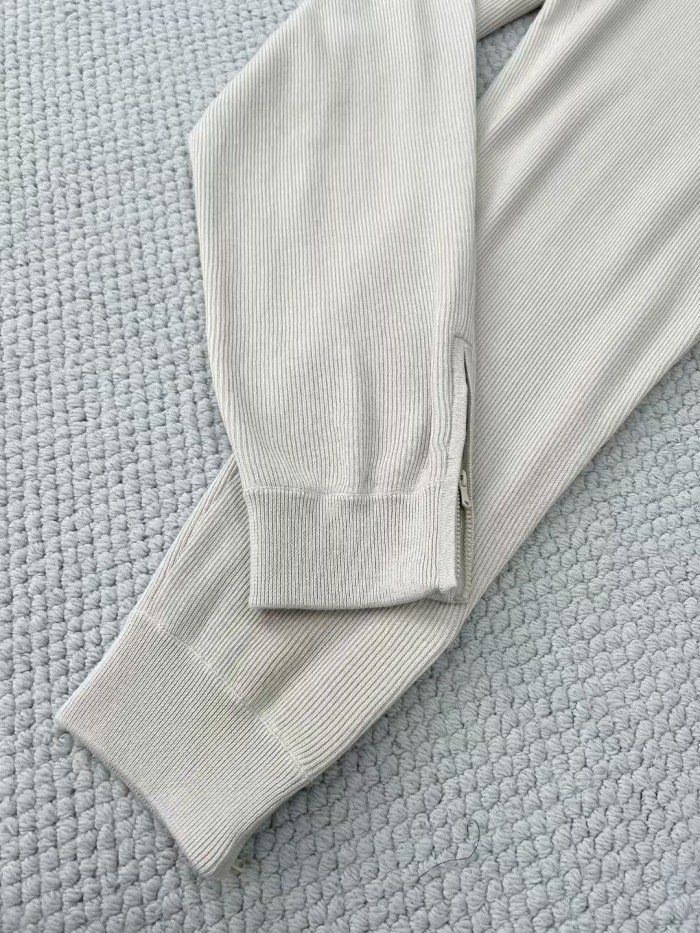 NIGO Brunello Cucinelli Men's Spring/autumn Fashion Casual Solid Color Logo Zipper Hoodie Ribbed Cotton Knit Pants Zipper Cuffs Suit Set #nigo78353