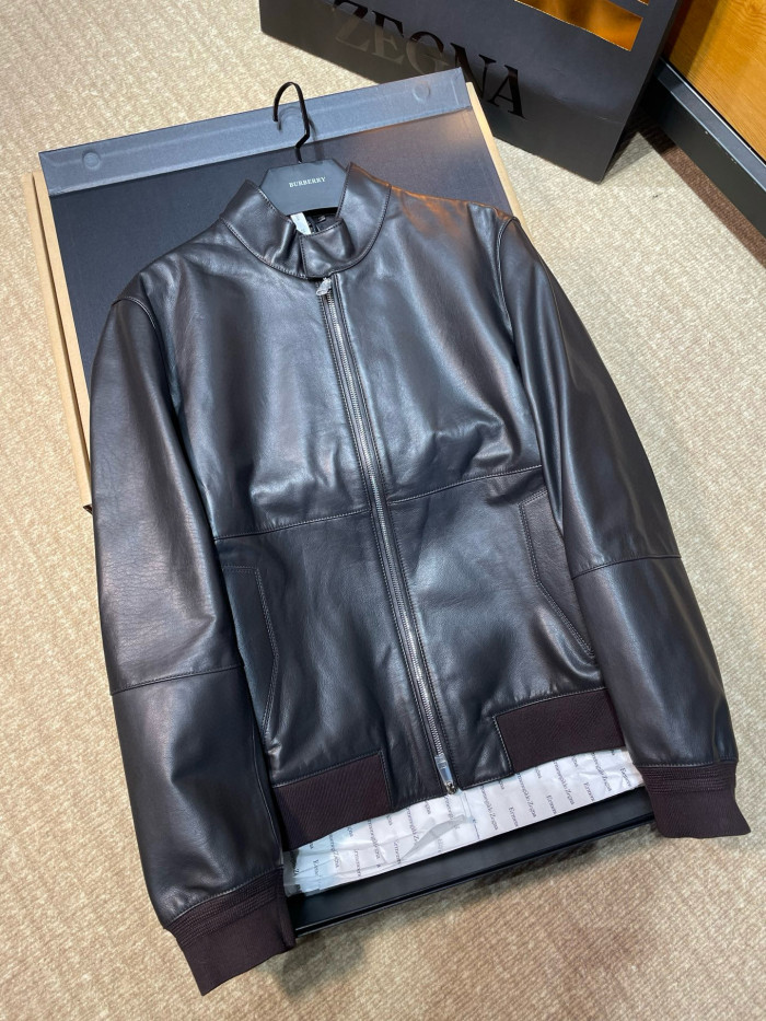 NIGO Ermenegildo Zegna Men's Fall And Winter Flight Jacket Leather Jacket Fashion Temperament Zipper Premium Design Jacket Ngvp #nigo2249