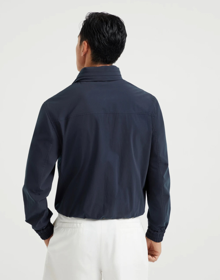 NIGO Brunello Cucinelli Men's Spring/Autumn Water-Resistant Bonded Cotton Unlined Outerwear Jacket Solid Color Zipper High Neck Tie With Packable Hood Ngvp #nigo2287