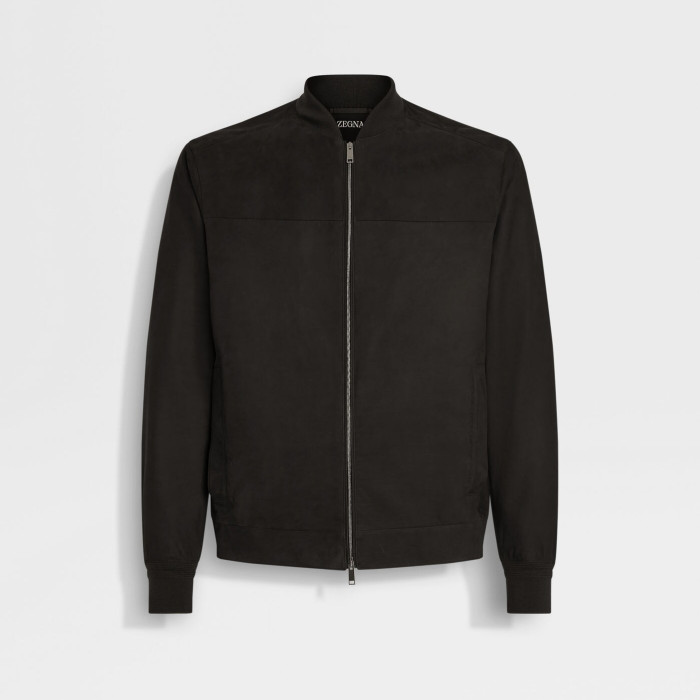NIGO Ermenegildo Zegna Men's Secondskin Pilot Jacket Spring/Autumn Solid Color Baseball Collar Long Sleeve Zipper Leather Jacket Ngvp #nigo2289