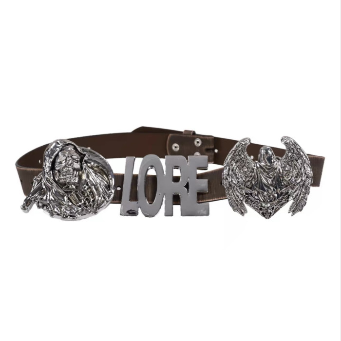 NIGO Lore Metal Cow Leather Belt Belt Rokcy With The Same Waist Head Removable Splicing Versatile Modeling Men's Fashion Trend Belt Ngvp #nigo2255