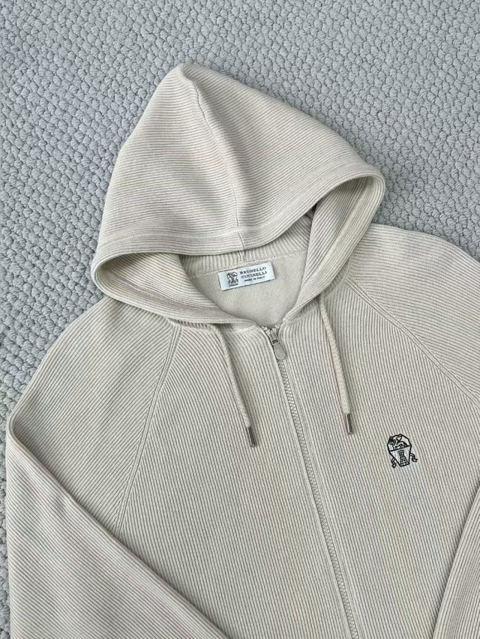 NIGO Brunello Cucinelli Men's Spring/autumn Fashion Casual Solid Color Logo Zipper Hoodie Ribbed Cotton Knit Pants Zipper Cuffs Suit Set #nigo78353