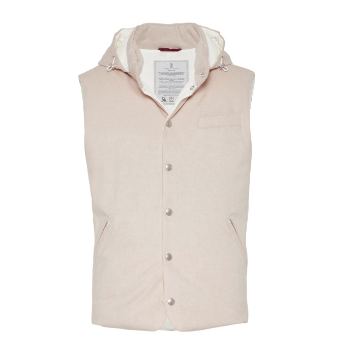 NIGO Brunello Cucinelli Men's Spring/Autumn Detachable Hooded Solid Color Single-Breasted Bonded Wool Flannel Down Vest Ngvp #nigo2293