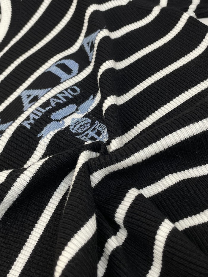 NIGO Prada Women's Autumn/Winter Fashion Casual Striped Color-Block Logo Letter Round Neck Wool Knit Sweater #nigo78375