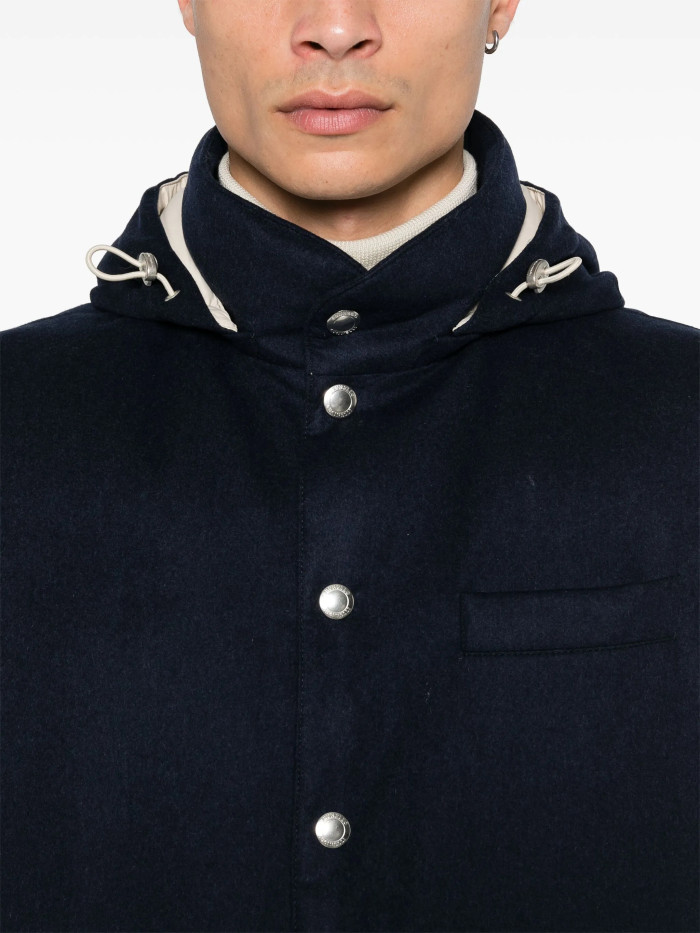 NIGO Brunello Cucinelli Men's Spring/Autumn Detachable Hooded Solid Color Single-Breasted Bonded Wool Flannel Down Vest Ngvp #nigo2293