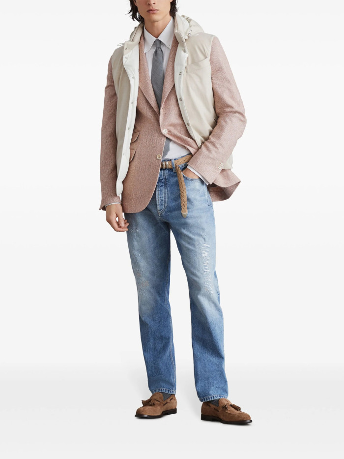NIGO Brunello Cucinelli Men's Spring/Autumn Detachable Hooded Solid Color Single-Breasted Bonded Wool Flannel Down Vest Ngvp #nigo2293
