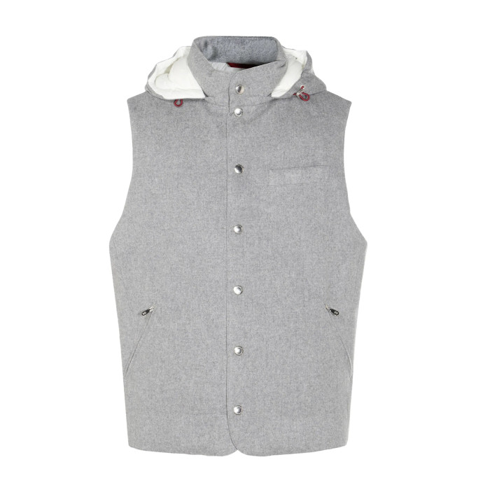 NIGO Brunello Cucinelli Men's Spring/Autumn Detachable Hooded Solid Color Single-Breasted Bonded Wool Flannel Down Vest Ngvp #nigo2293