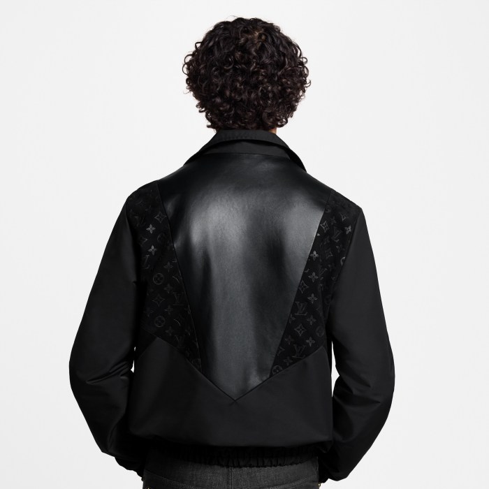 NIGO Louis Vuitton Men's Spring/summer Casual Fashion Solid Color Logo Embossed Zipper Cuff Elastic Mixed Leather Sports Jacket #nigo78366
