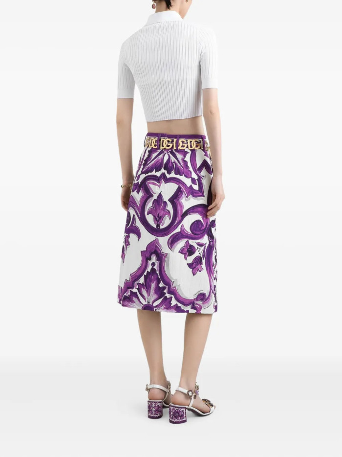NIGO Dolce&Gabbana Women's High Street Summer Floral Print Zipper Fitted Casual Skirt #nigo81492
