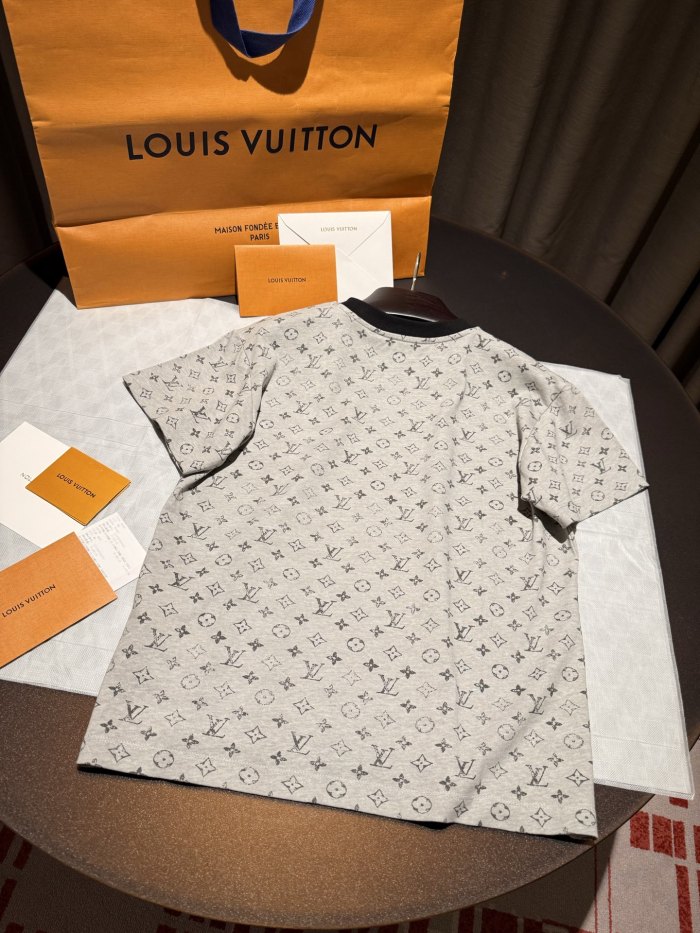 NIGO Louis Vuitton MONOGRAM  Women's Summer Fashion Casual Washed Pattern Round Neck Chain Short Sleeve T-Shirt #nigo78384