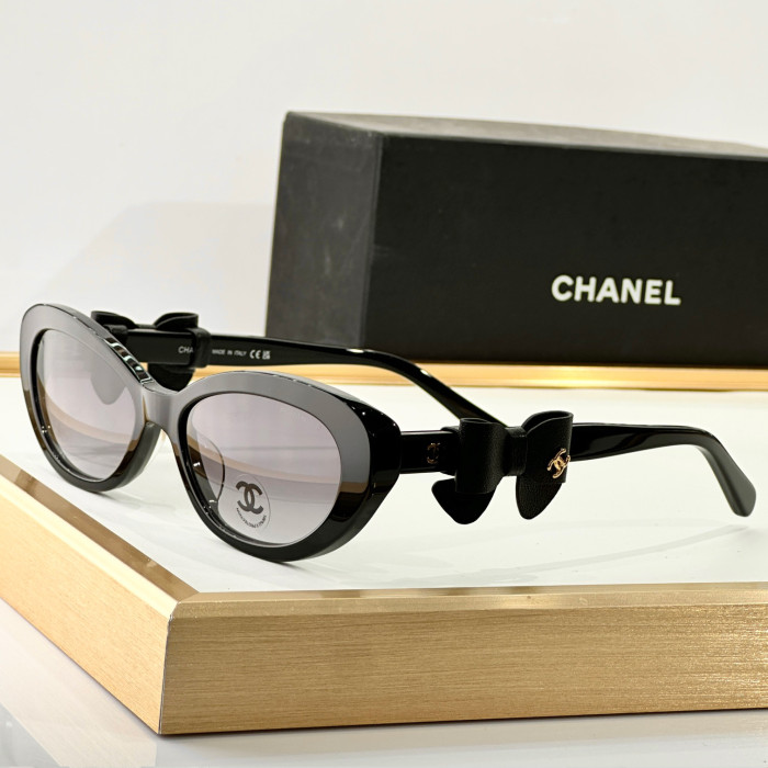NIGO Chanel Women's Bow Tie Retro Fashion Cat-Eye Full-Frame Sunglasses Solid Color Casual Glasses #nigo81489