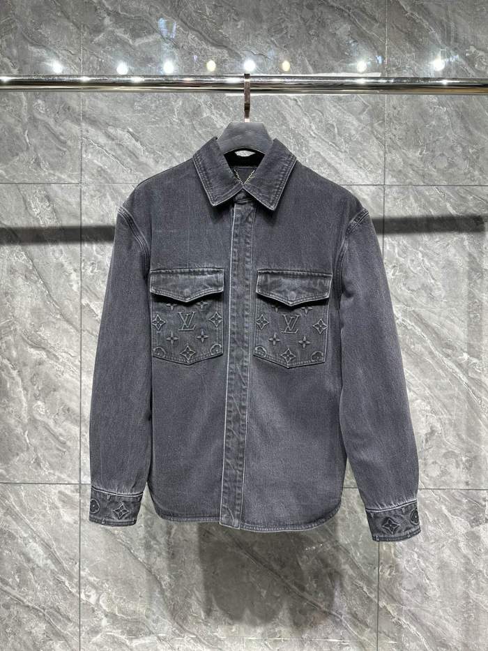 NIGO Louis Vuitton Men's Spring/autumn Fashion Casual Lapel Single Breasted Embossed Washed Denim Jacket #nigo78387