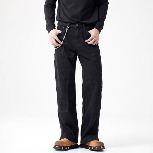 NIGO Louis Vuitton Men's Spring/autumn Fashion Casual Classic Logo Embossed Loose Straight Leg Workwear Denim Pants #nigo78388