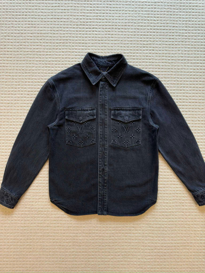 NIGO Louis Vuitton Men's Spring/autumn Fashion Casual Lapel Single Breasted Embossed Washed Denim Jacket #nigo78387