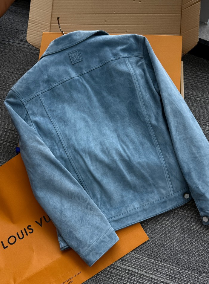 NIGO Louis Vuitton TYPE II Men's Spring/autumn Fashion Casual Collared Single Breasted Classic Printed Suede Leather Long Sleeved Jacket #nigo78379